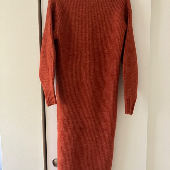Long Sleeve Chunky Sweater Midi Dress, rust, fits m/l - Picture 5 of 7